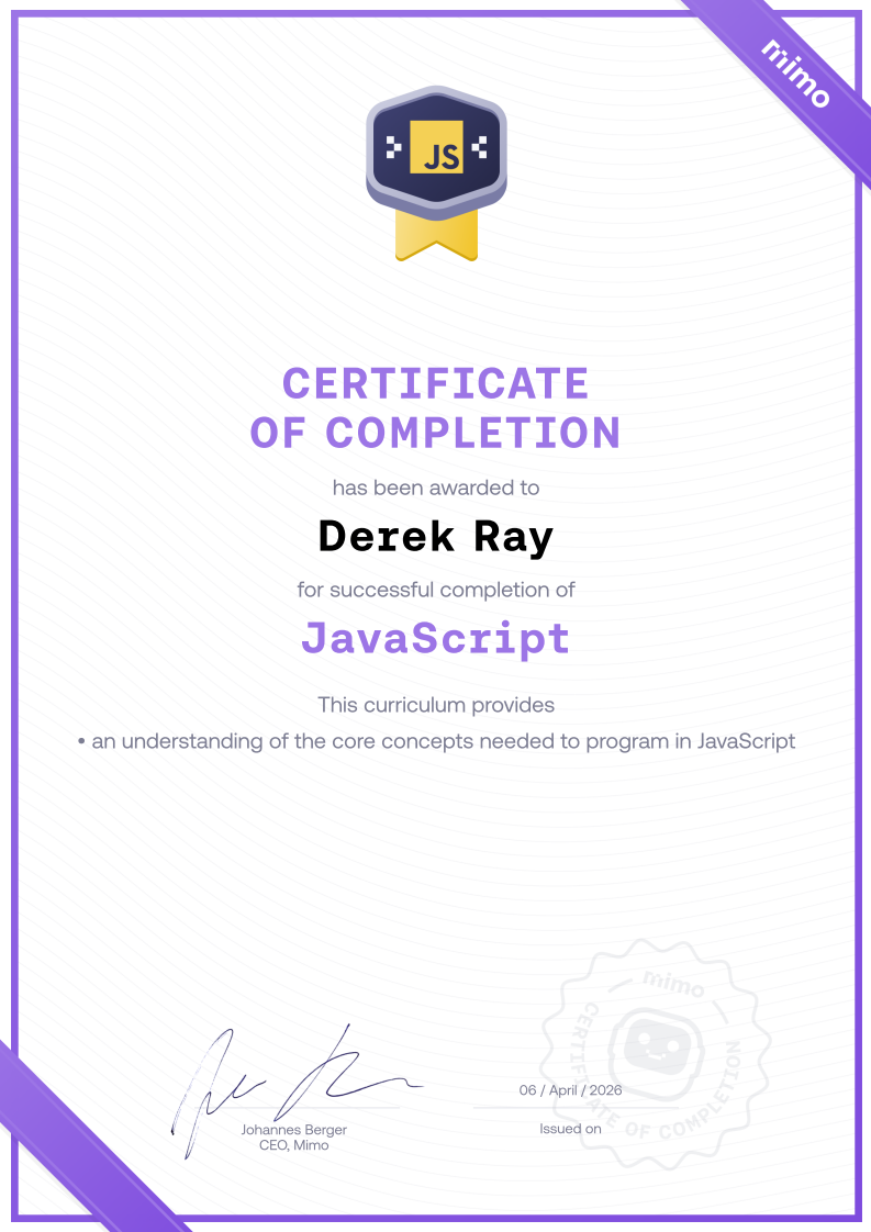 JavaScript certification