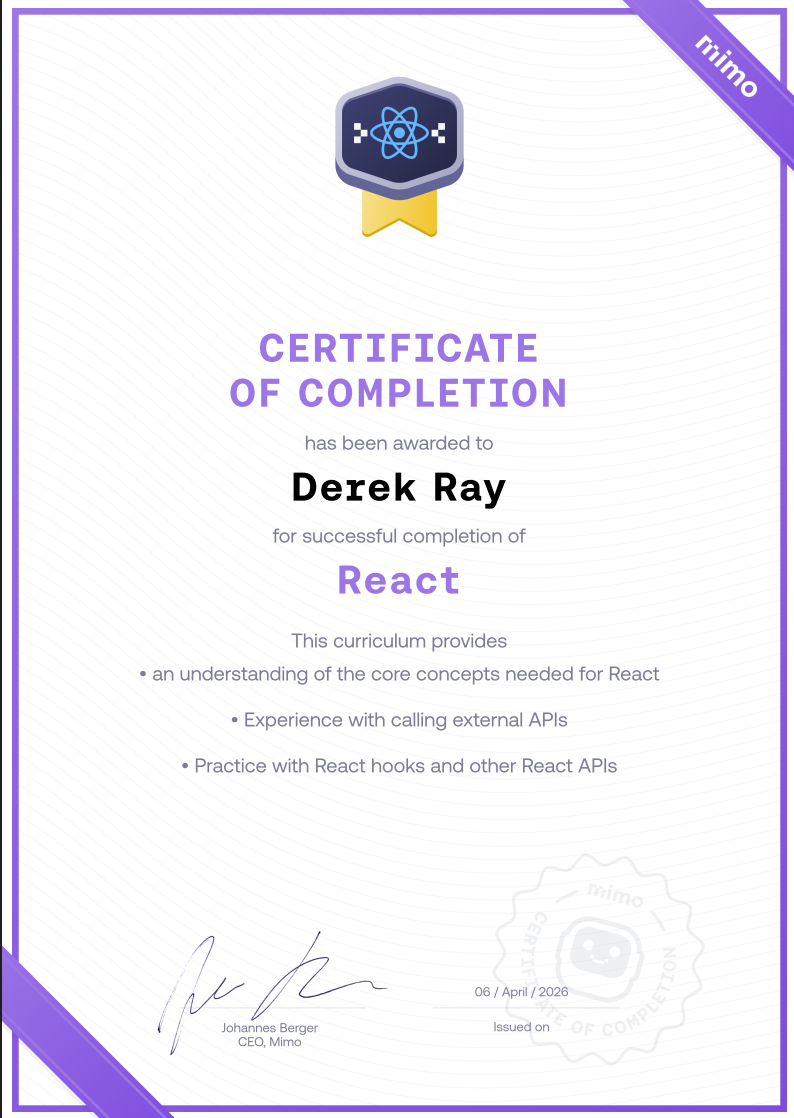 React certification